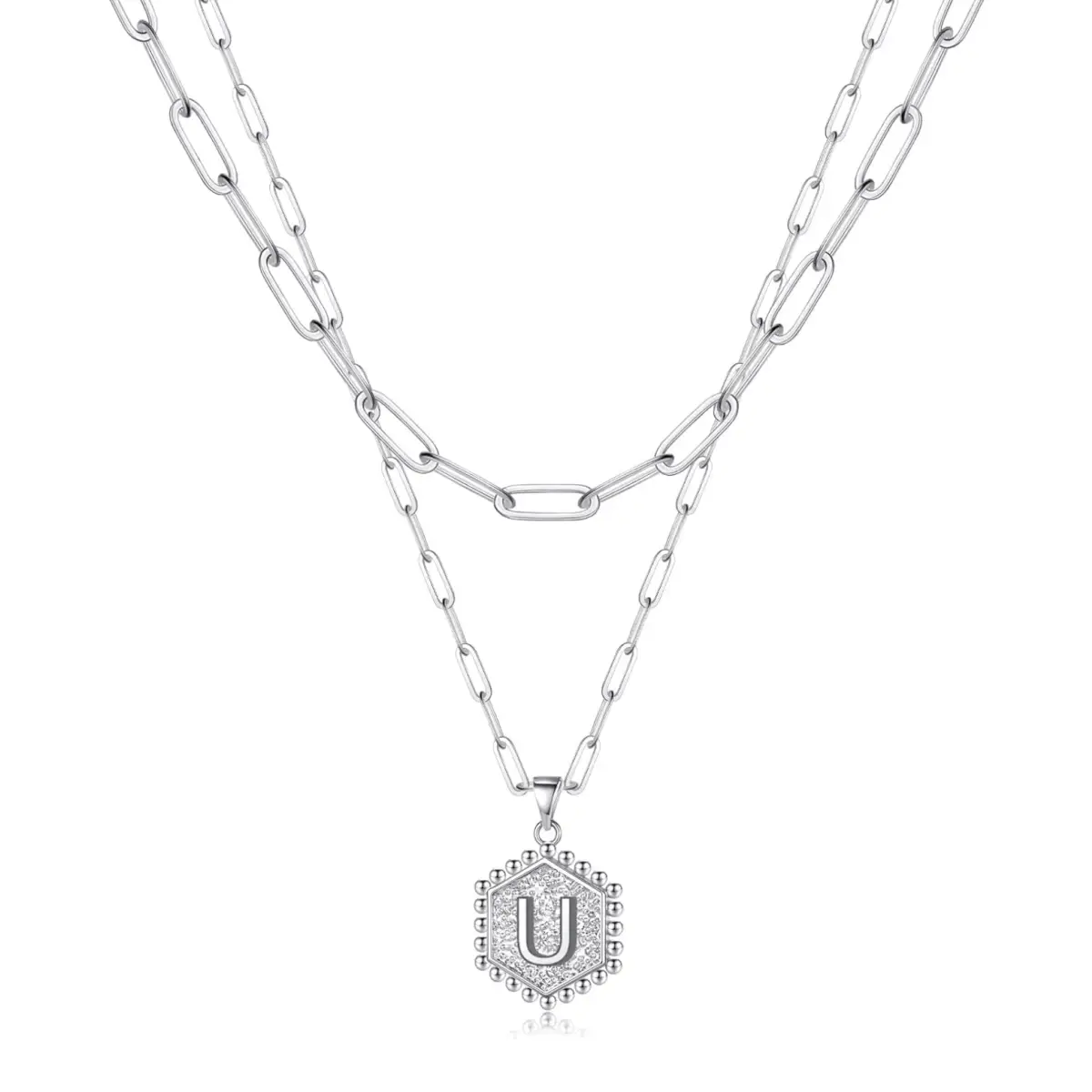 Beautiful Silver Layered Initial Necklaces (A-Z) - U - Rooted Home Goods