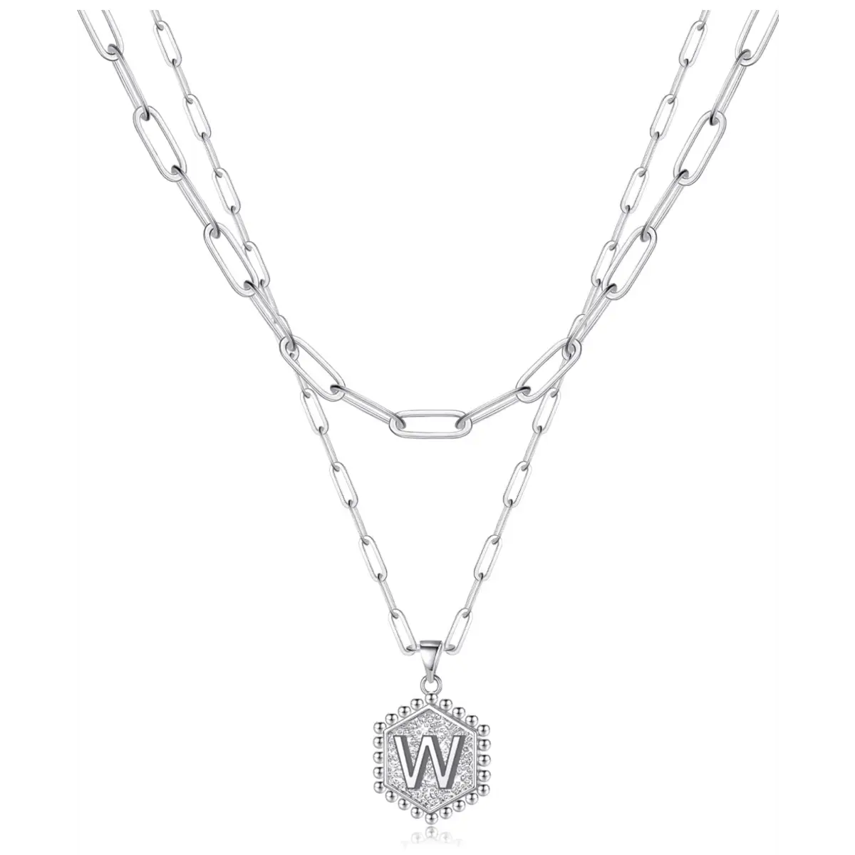 Beautiful Silver Layered Initial Necklaces (A-Z) - W - Rooted Home Goods
