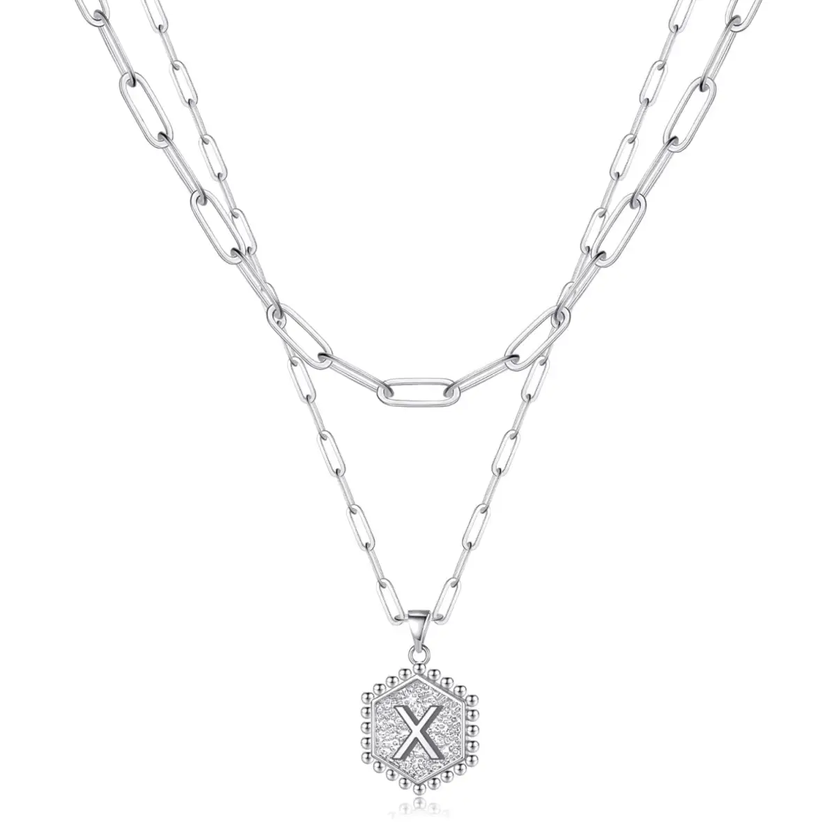 Beautiful Silver Layered Initial Necklaces (A-Z) - X - Rooted Home Goods