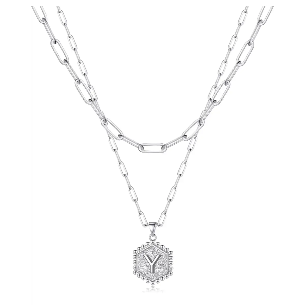 Beautiful Silver Layered Initial Necklaces (A-Z) - Y - Rooted Home Goods