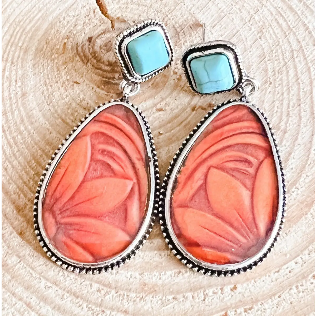 Turquoise and Resin Earrings - Rooted Home Goods