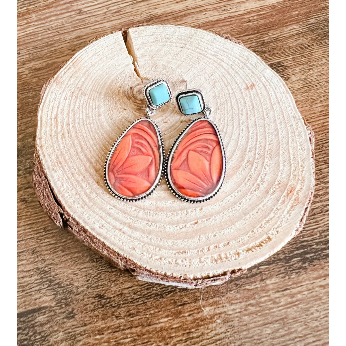 Turquoise and Resin Earrings - Rooted Home Goods
