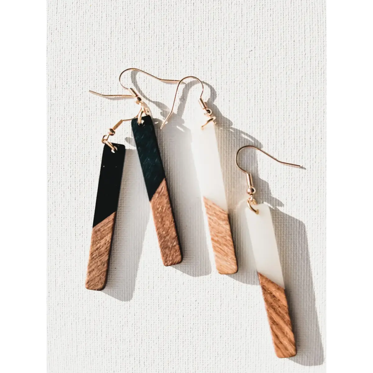 White Resin and Wood Earrings - Rooted Home Goods