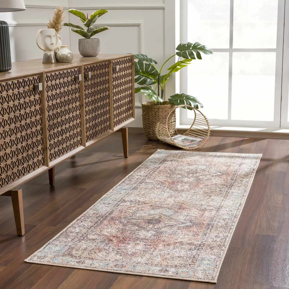 Beck Peach Washable Area Rug - 2’7’’ x 7’3’’ Runner - Boutique Rugs