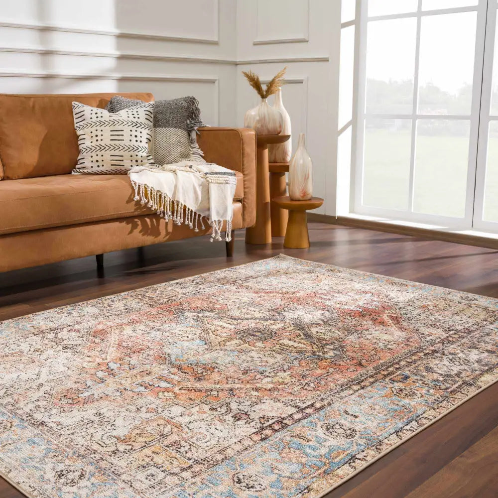 Beck Peach Washable Area Rug - Boutique Rugs