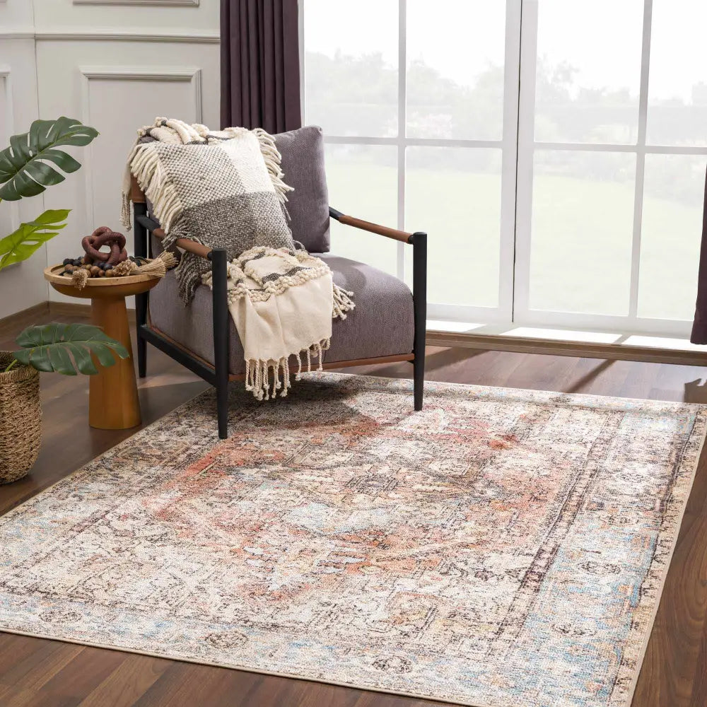 Beck Peach Washable Area Rug - Boutique Rugs