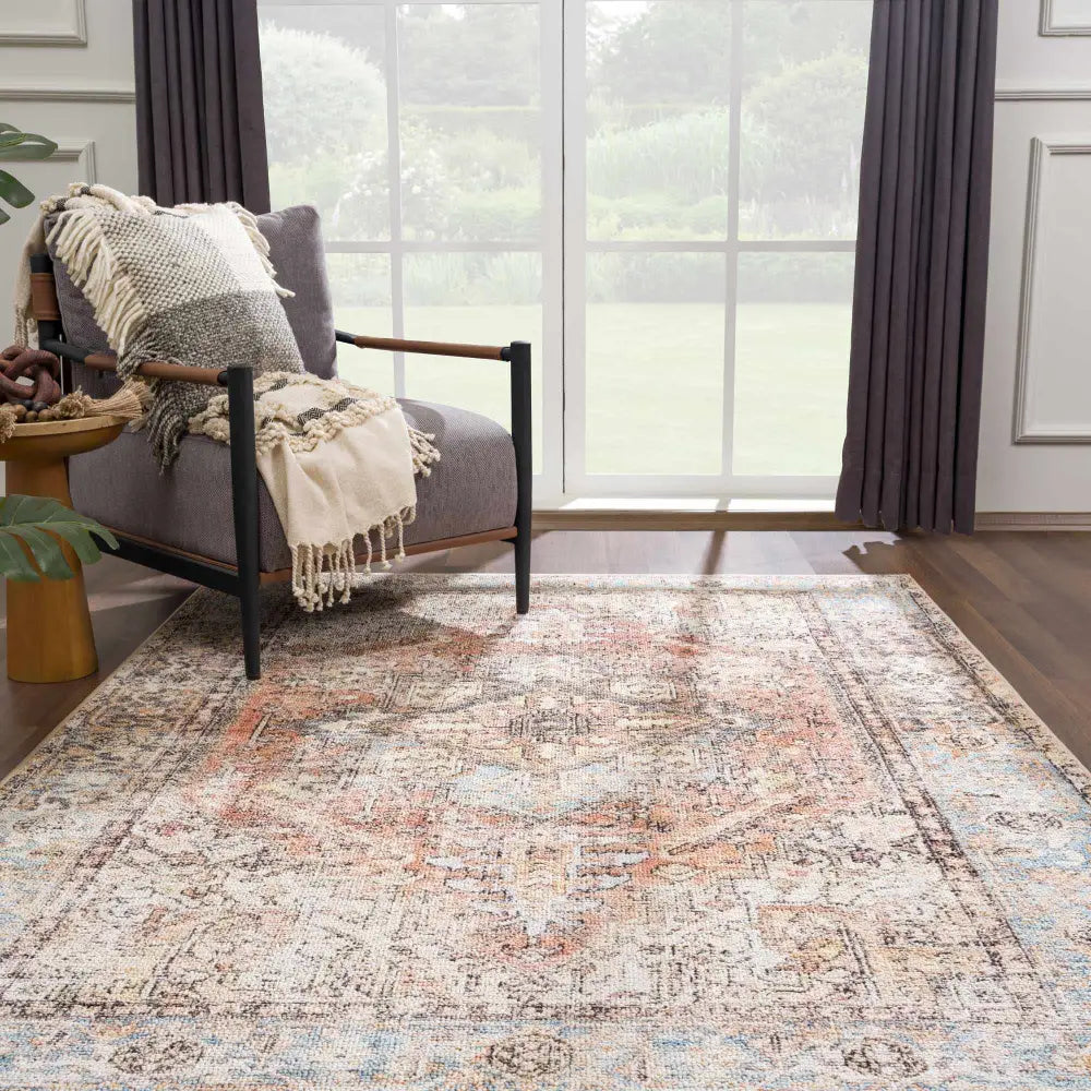 Beck Peach Washable Area Rug - Boutique Rugs