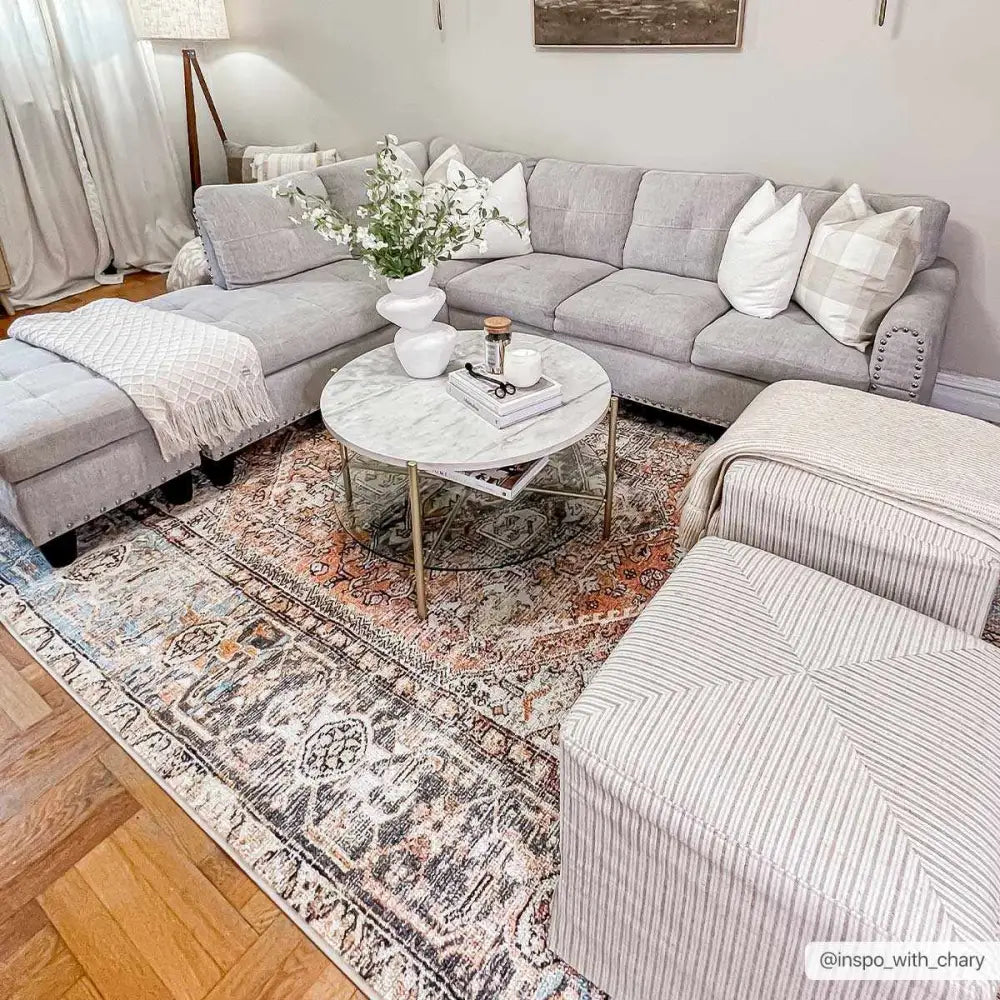 Beck Peach Washable Area Rug - Boutique Rugs