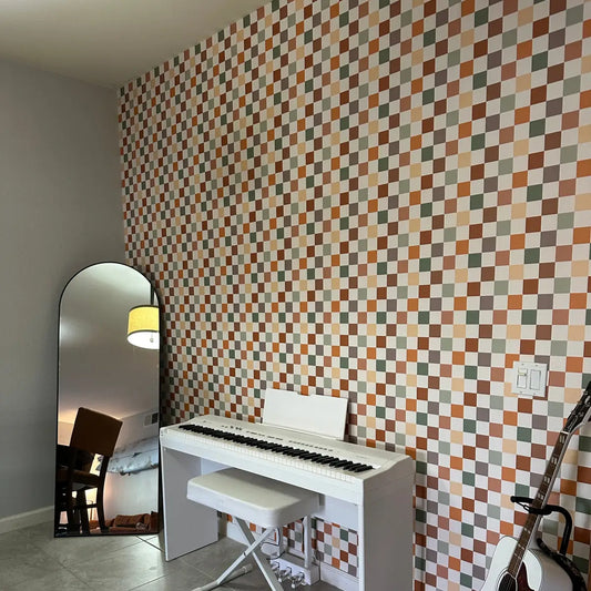 Beck Wallpaper - Multicolor Checkerboard - Loomwell Home Goods