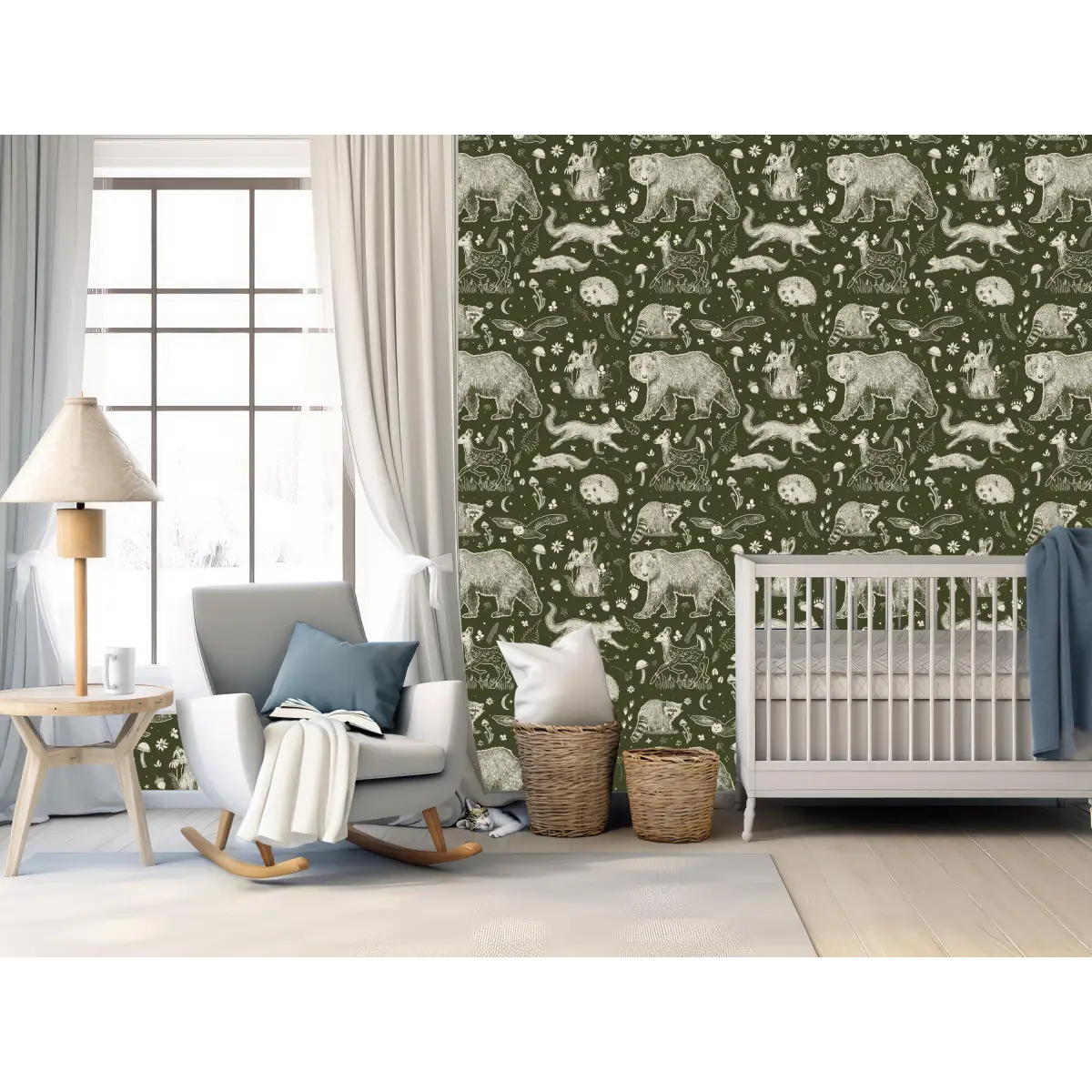 Beckett Wallpaper - Bears and Forest Animals - by Brittany Polatis Design - Loomwell Home Goods