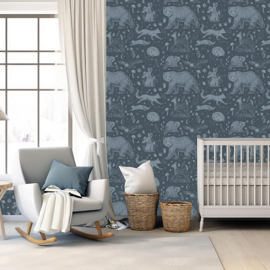 Beckett Wallpaper - Bears and Forest Animals - by Brittany Polatis Design - Loomwell Home Goods
