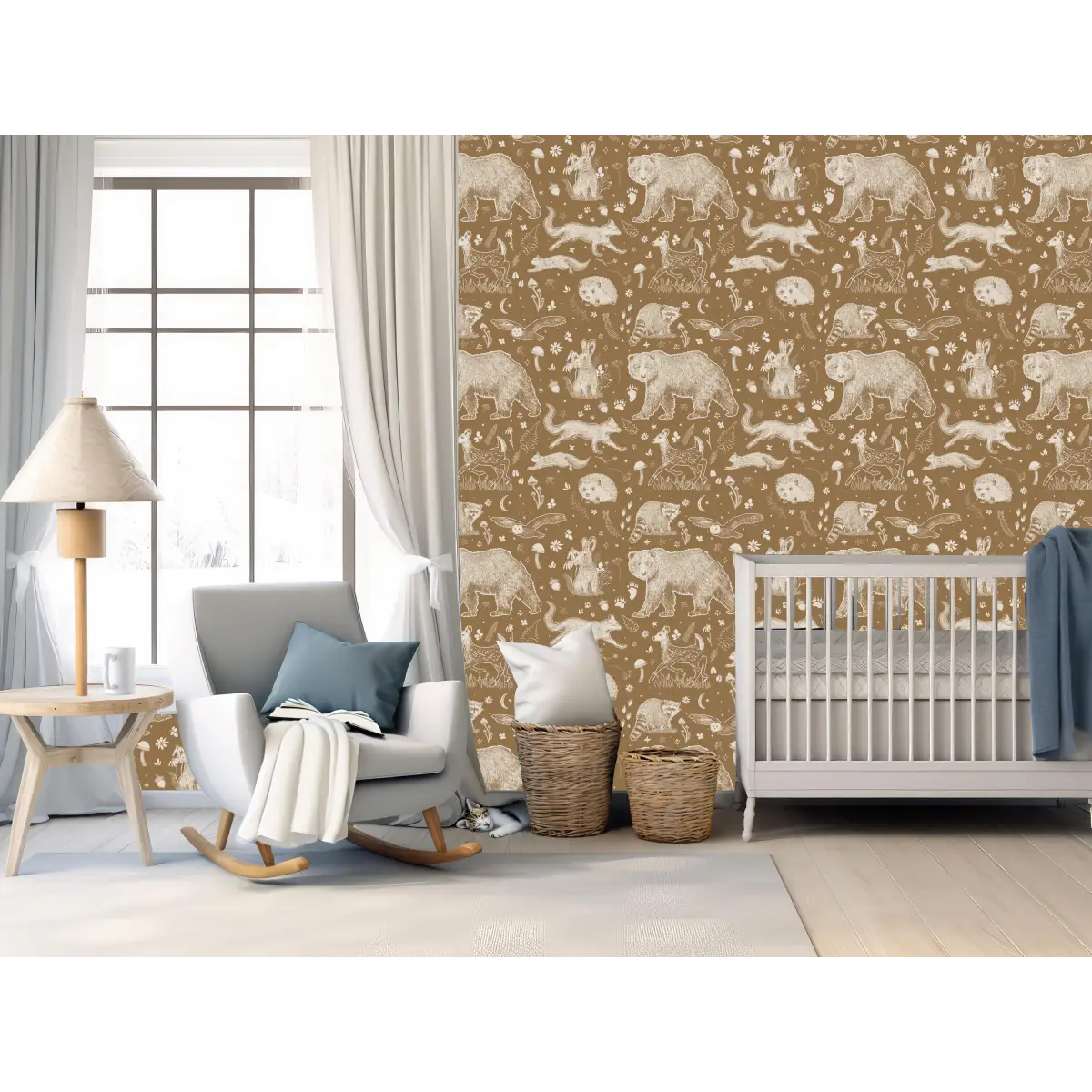 Beckett Wallpaper - Bears and Forest Animals - by Brittany Polatis Design - Loomwell Home Goods