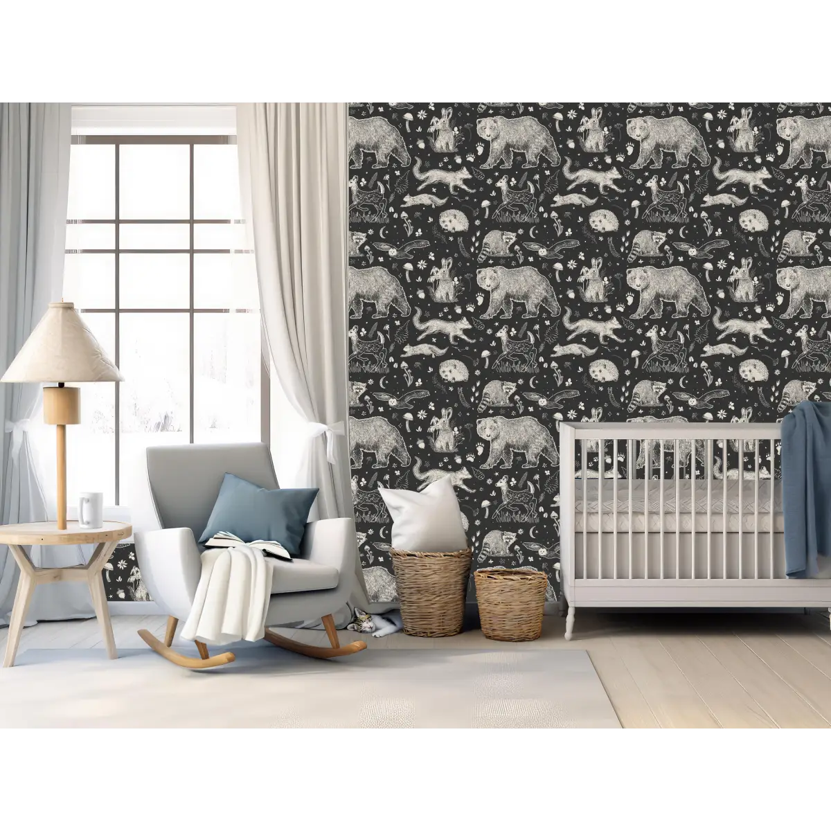 Beckett Wallpaper - Bears and Forest Animals - by Brittany Polatis Design - Loomwell Home Goods
