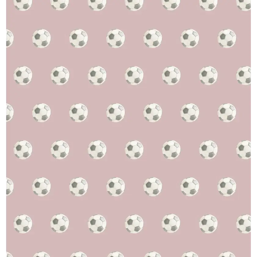 Beckham Wallpaper - Soccer Balls - by Hailey Kiefer - Sample 1 foot by 1 foot / Pink - Loomwell Home Goods