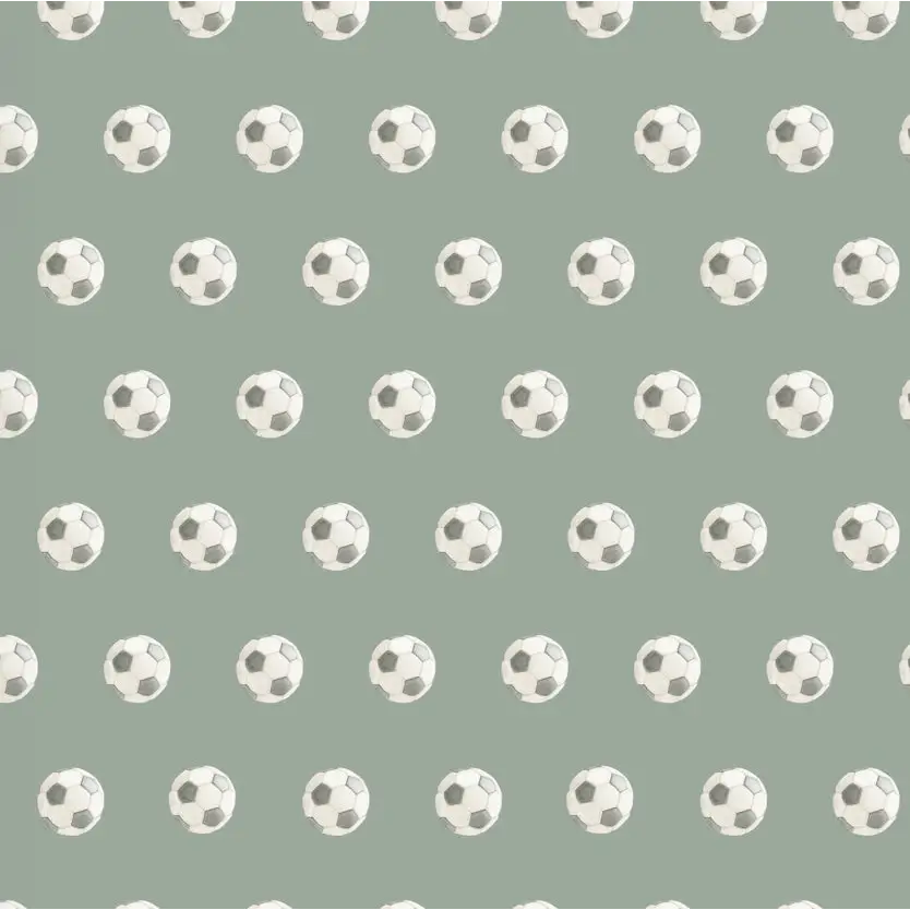 Beckham Wallpaper - Soccer Balls - by Hailey Kiefer - Sample 1 foot by 1 foot / Sage - Loomwell Home Goods