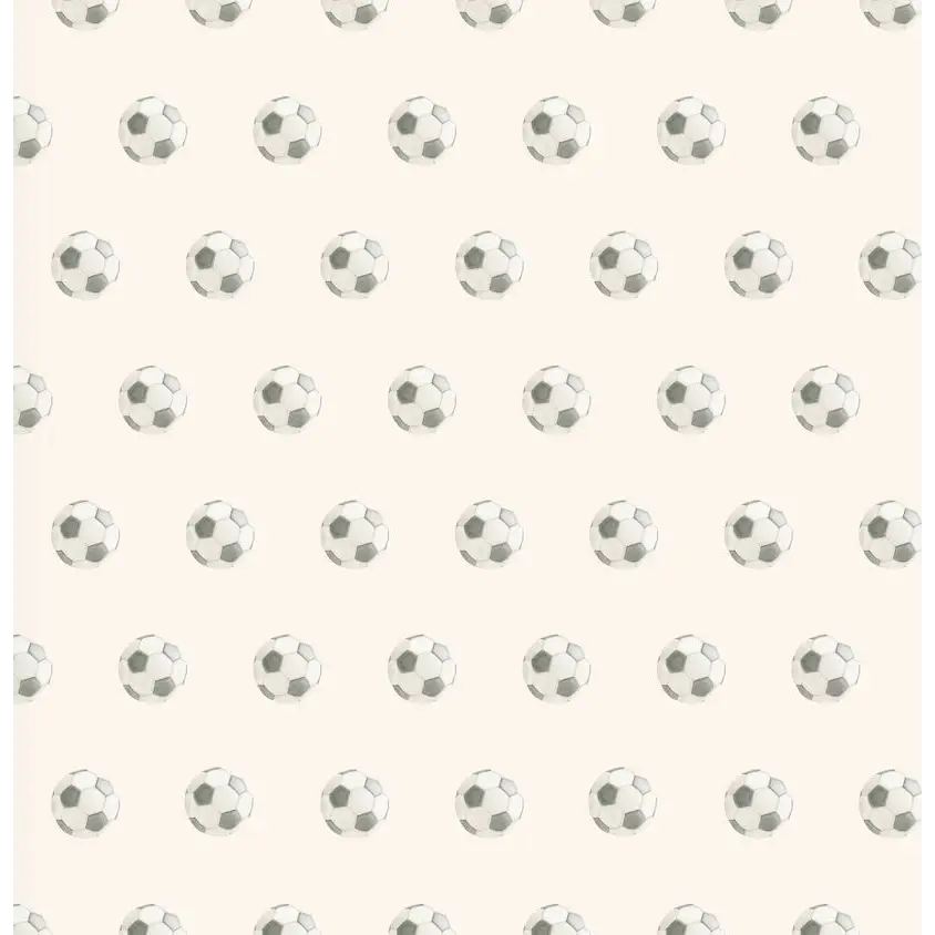 Beckham Wallpaper - Soccer Balls - by Hailey Kiefer - Sample 1 foot by 1 foot / White - Loomwell Home Goods