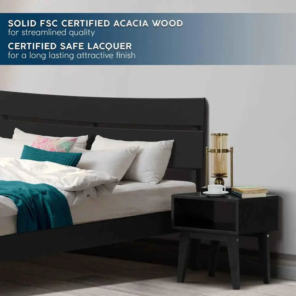 Bed Frame & Nightstand Set - Acacia Aurora - Stylish Bedroom - Megsu