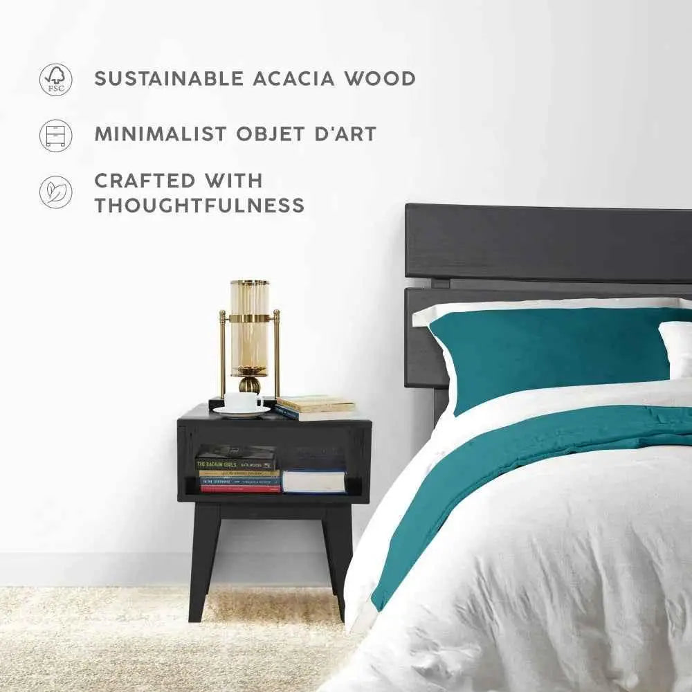 Bed Frame & Nightstand Set - Acacia Aurora - Stylish Bedroom - Megsu