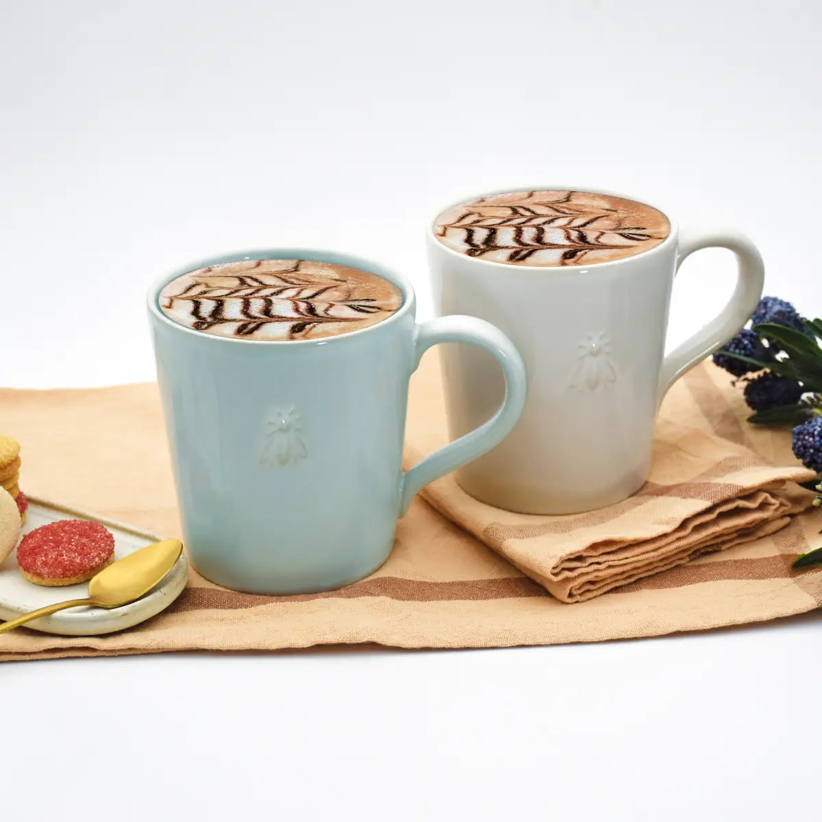 Bee Ceramic Coffee Mug - Ecru - Set of 2 - Ecru - La Rochere