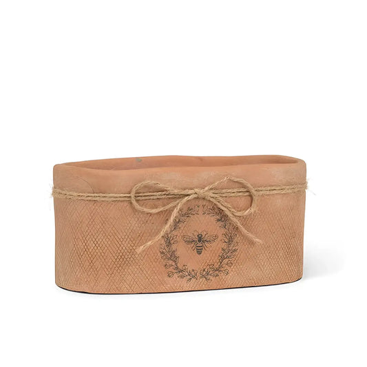 Bee in Crest Oval Planter - Terra Cotta - Abbott