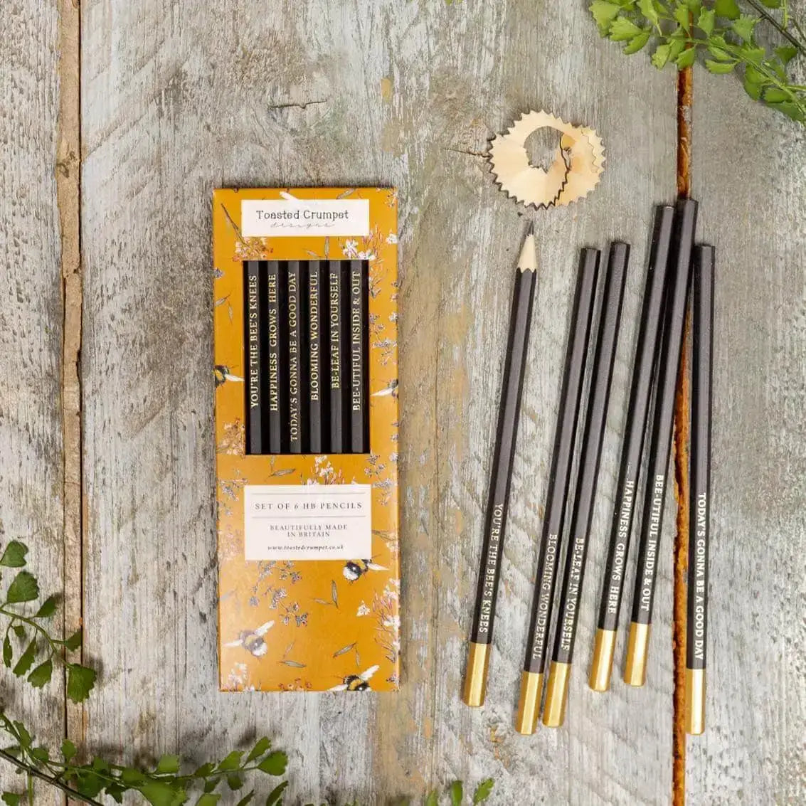 Bee & Honeysuckle Set Of 6 Pencils - Toasted Crumpet (US Duties Paid)