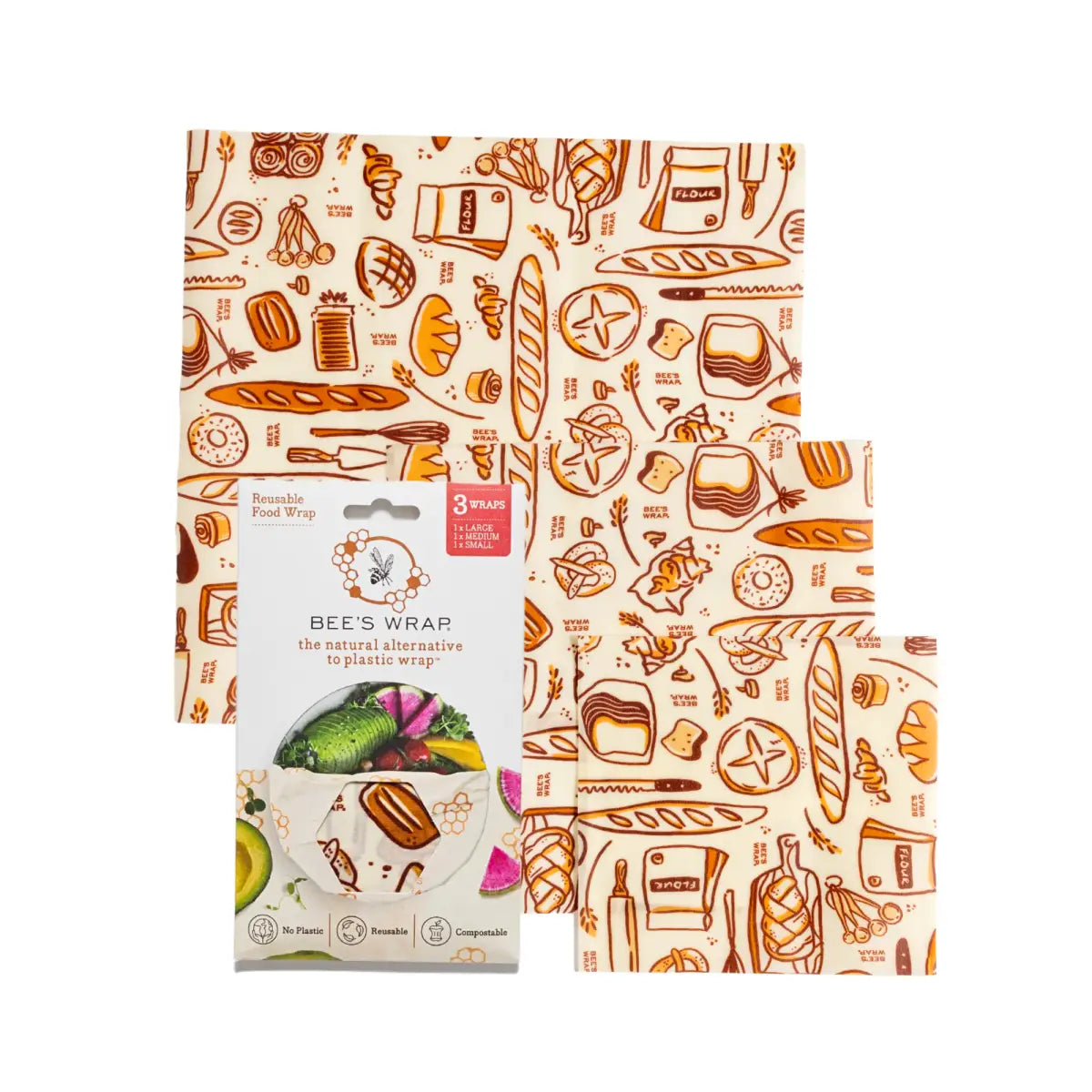 Beeswax Food Wraps - Bakery Lane - 3 pack - Bee’s Wrap