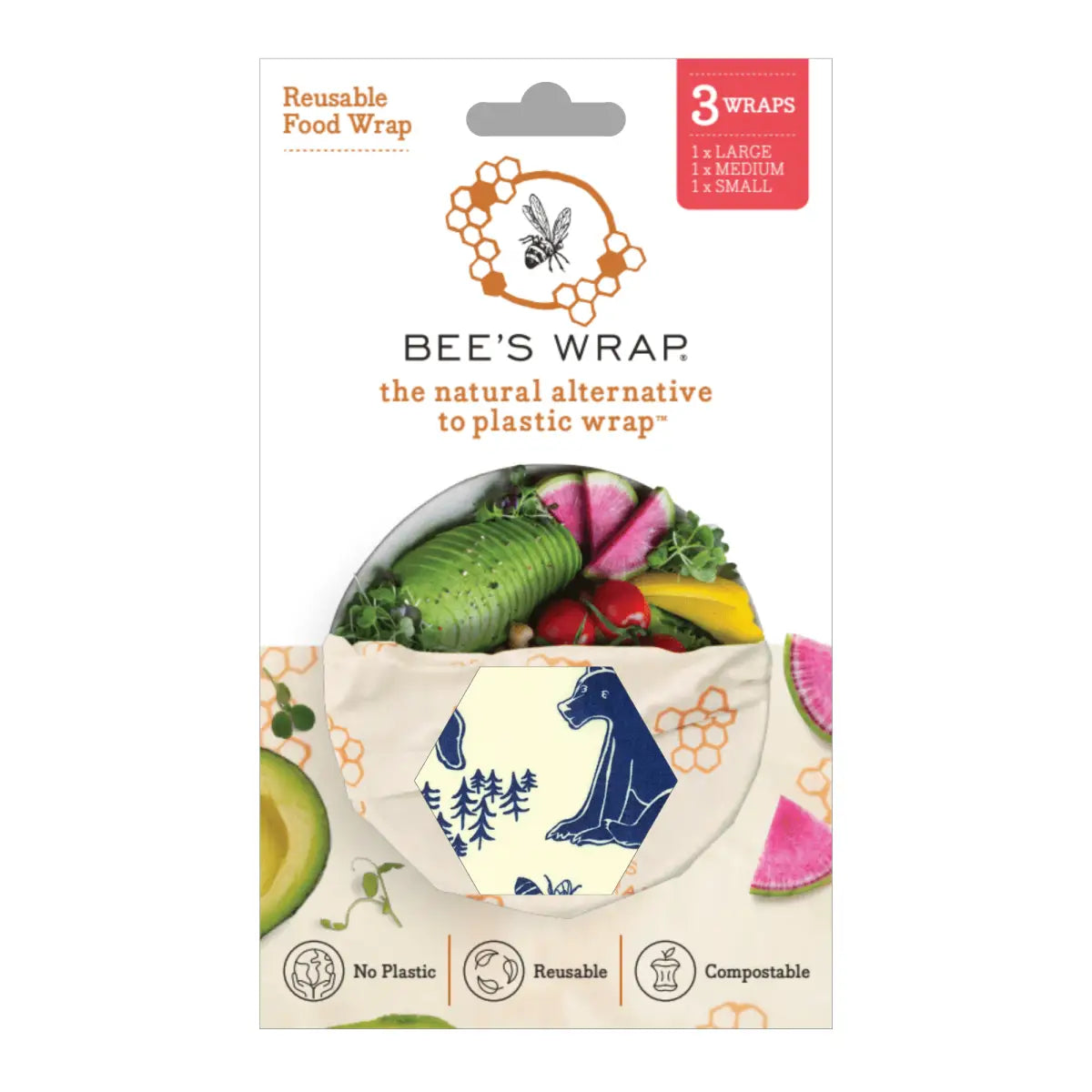 Beeswax Food Wraps - Bees & Bears - 3 pack - Bee’s Wrap
