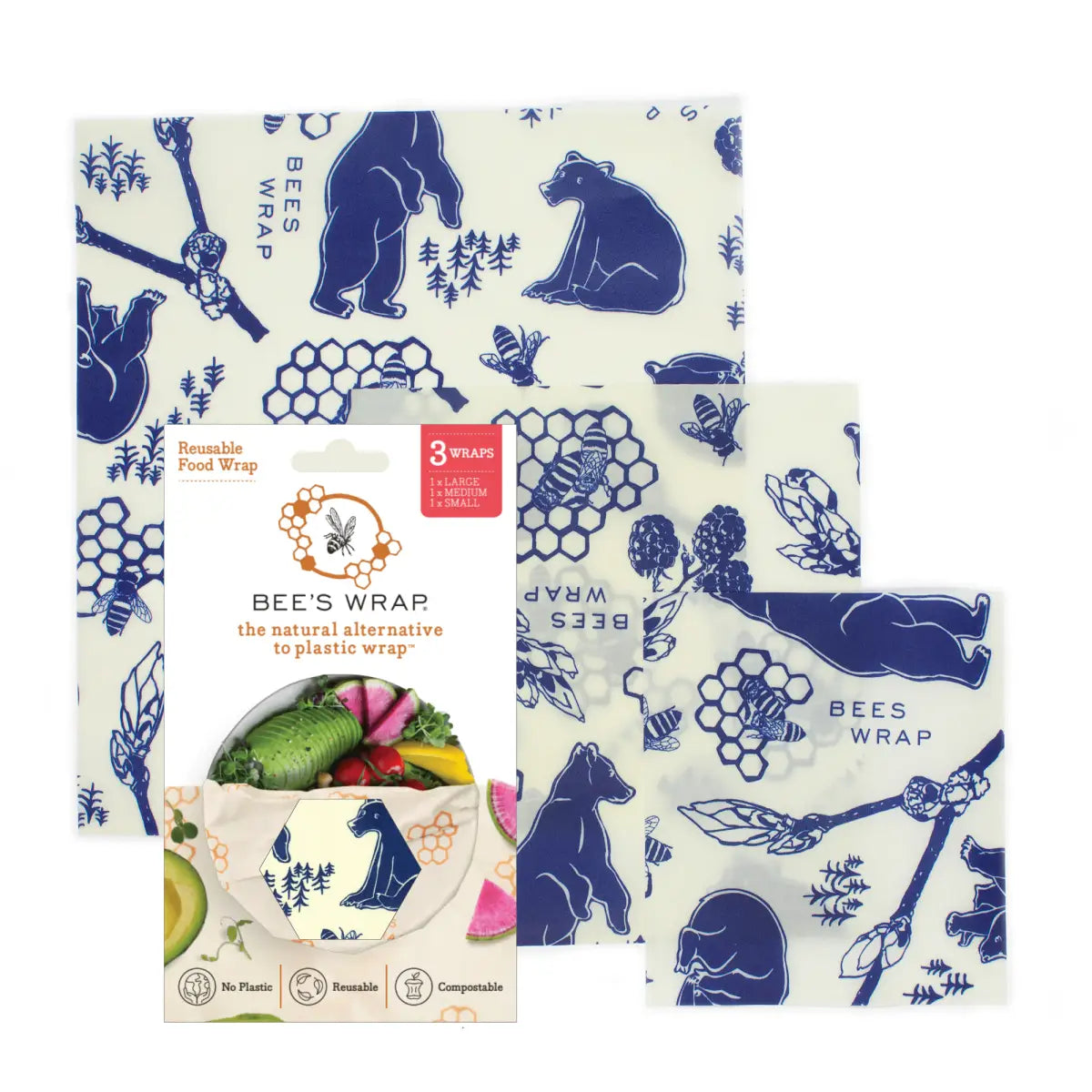 Beeswax Food Wraps - Bees & Bears - 3 pack - Bee’s Wrap