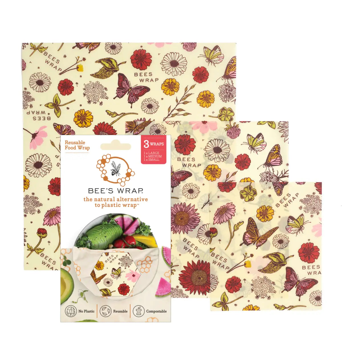 Beeswax Food Wraps - Meadow Magic - 3 Pack - Bee’s Wrap