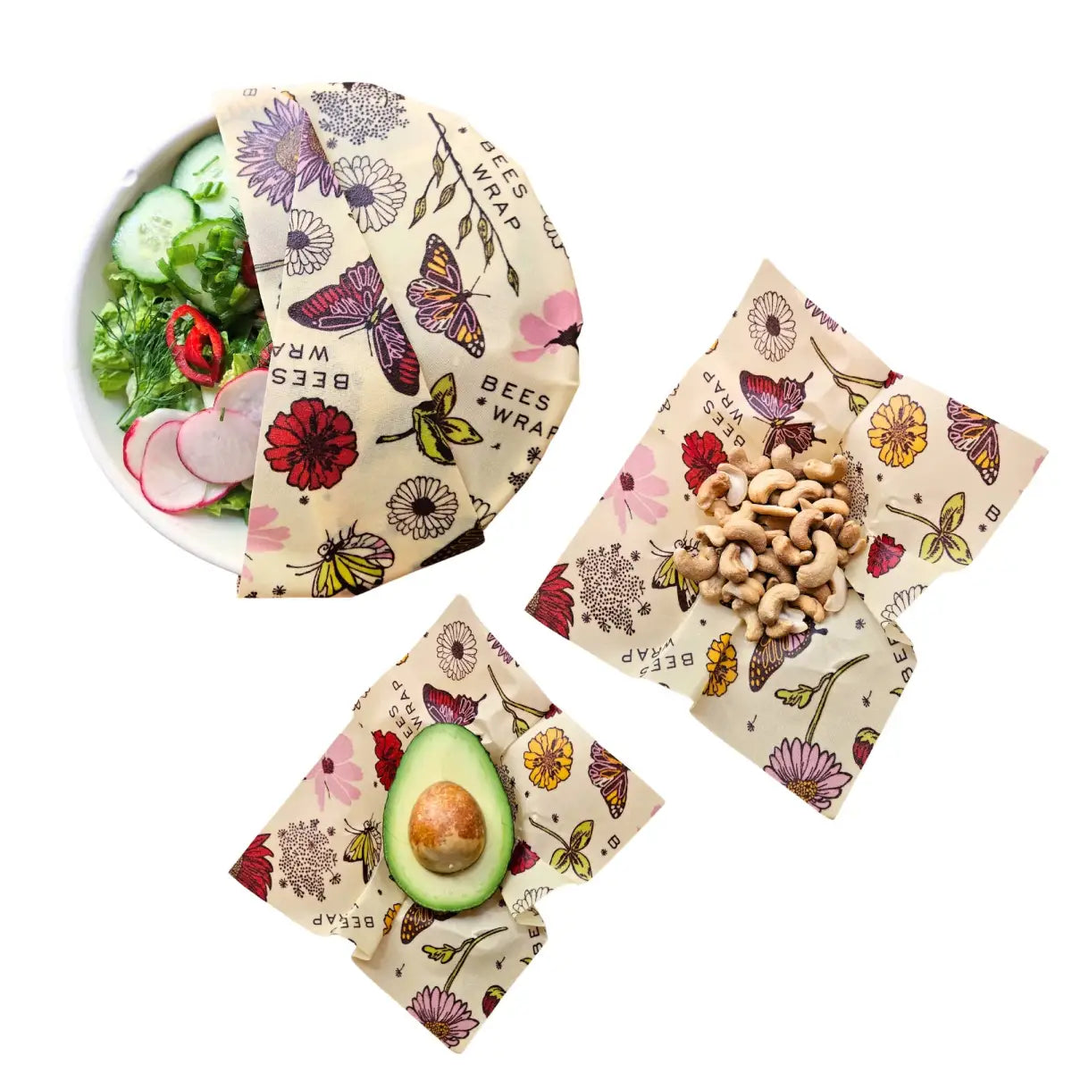 Beeswax Food Wraps - Meadow Magic - 3 Pack - Bee’s Wrap