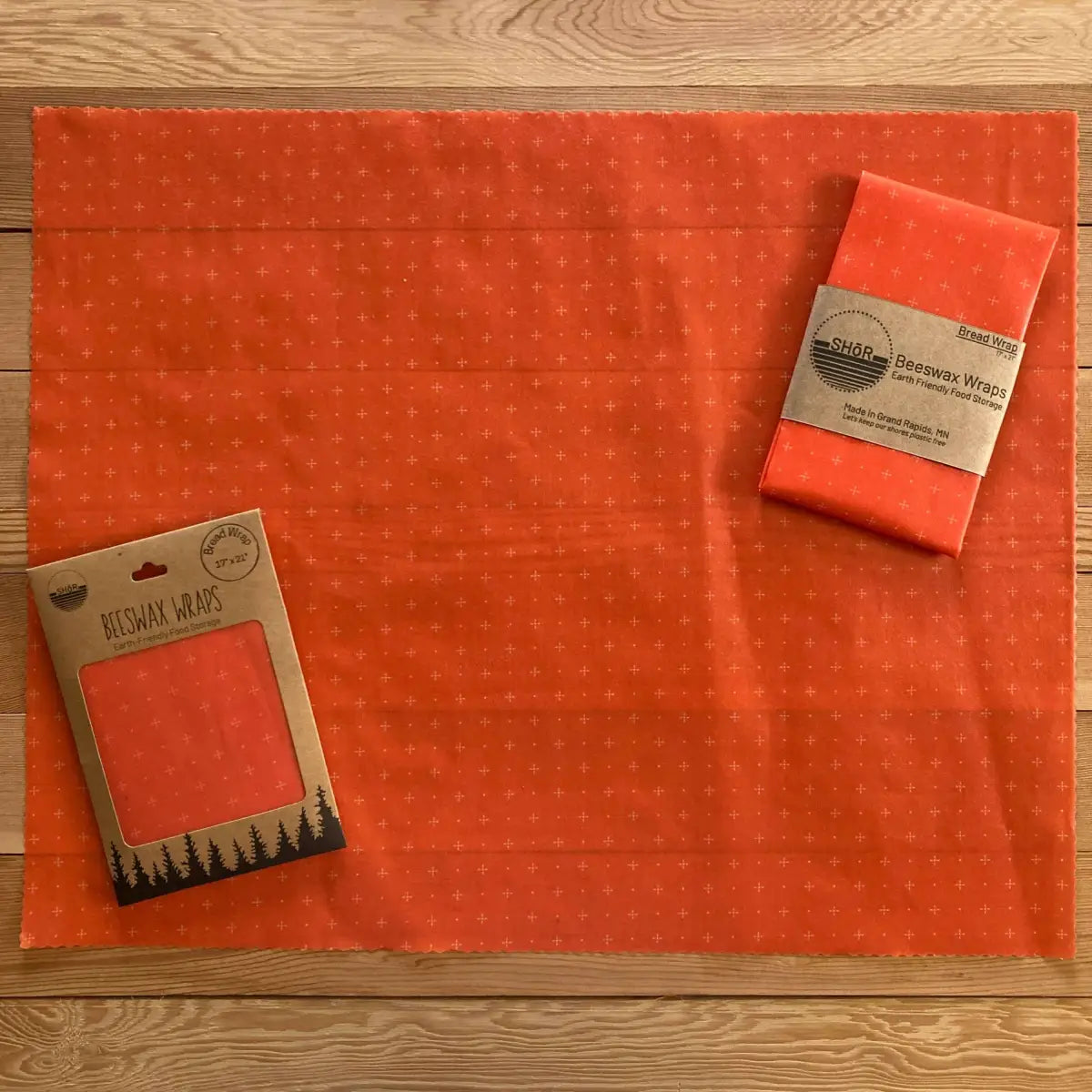 Beeswax Bread Wrap - Coral Cross - Shor