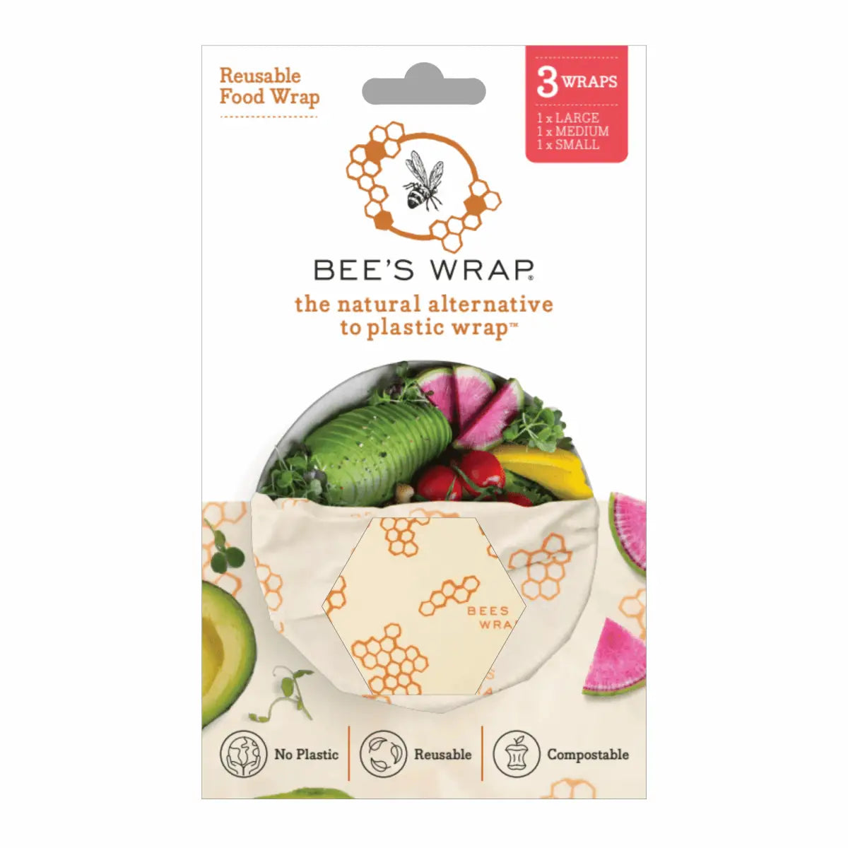 Beeswax Food Wraps - Honeycomb - Pack of 3 - Bee’s Wrap