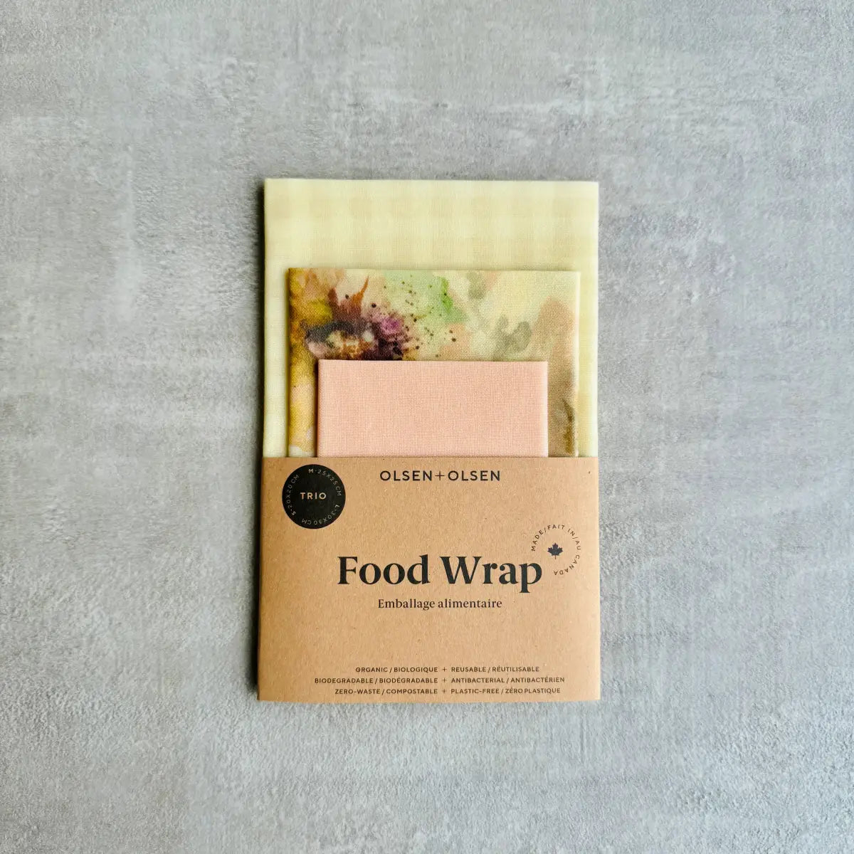 Beeswax Food Wraps Starter Set - Organic (pack of 3) - Chantal - OLSEN + OLSEN