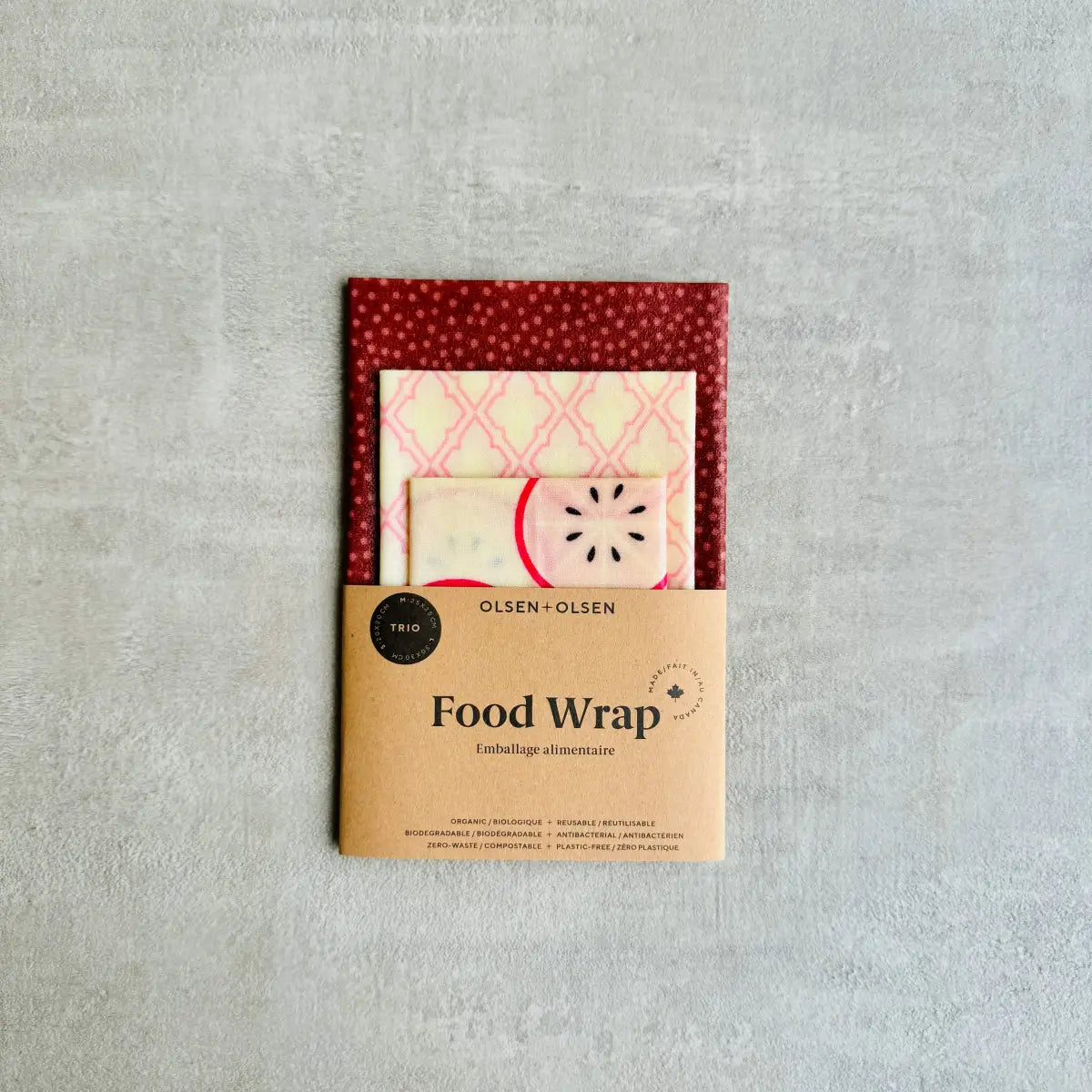 Beeswax Food Wraps Starter Set - Organic (pack of 3) - Galle - OLSEN + OLSEN