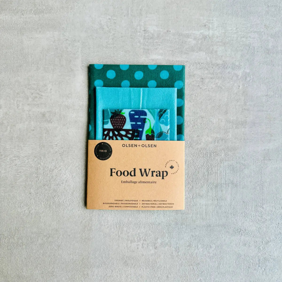 Beeswax Food Wraps Starter Set - Organic (pack of 3) - Marta - OLSEN + OLSEN