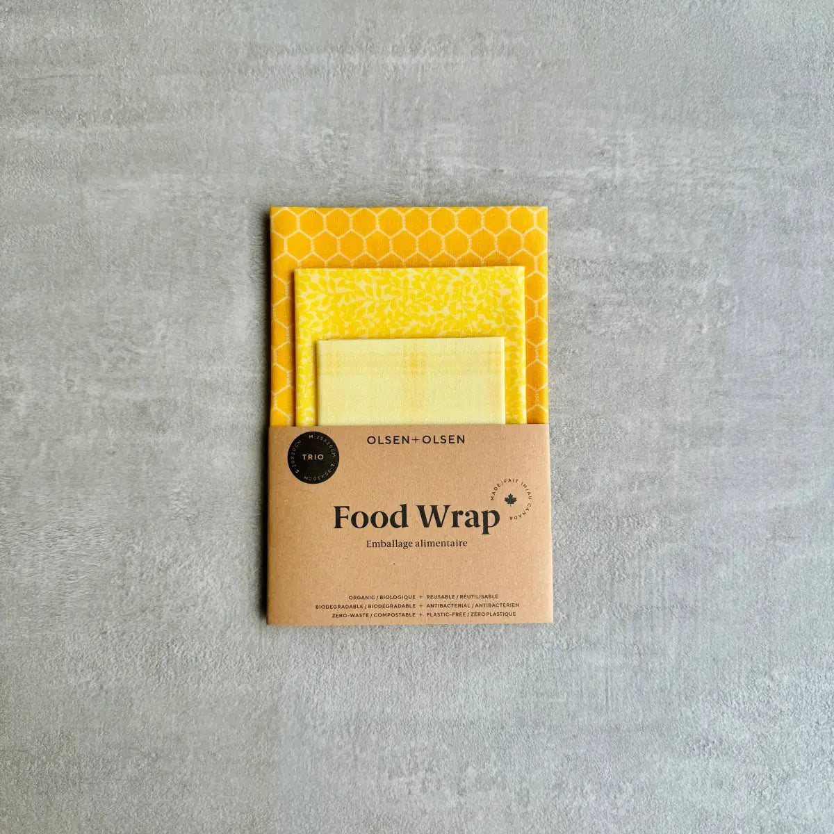 Beeswax Food Wraps Starter Set - Organic (pack of 3) - Miel - OLSEN + OLSEN