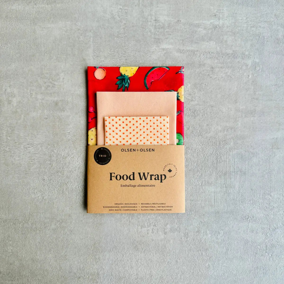 Beeswax Food Wraps Starter Set - Organic (pack of 3) - Mix Fructus - OLSEN + OLSEN