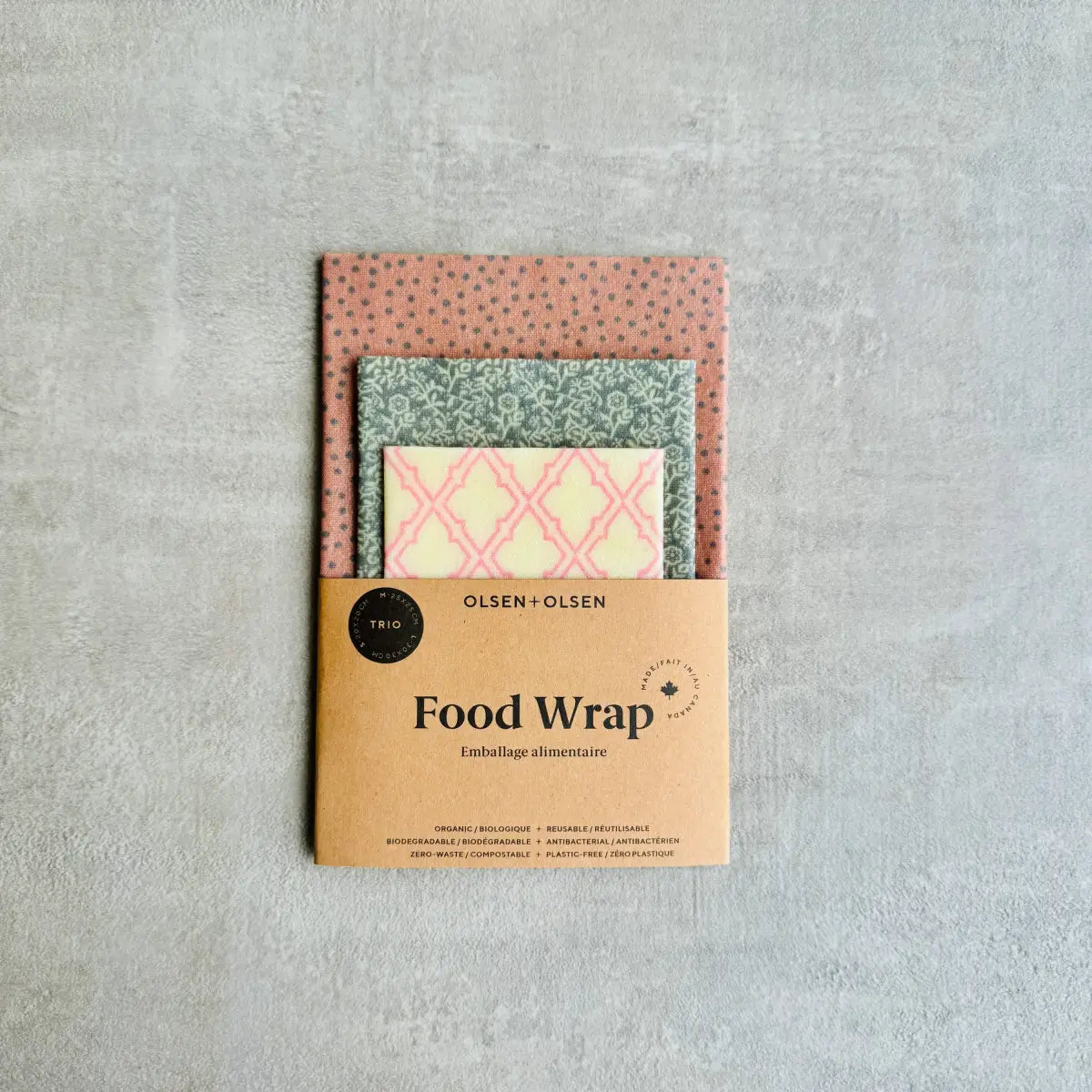 Beeswax Food Wraps Starter Set - Organic (pack of 3) - Romantique - OLSEN + OLSEN