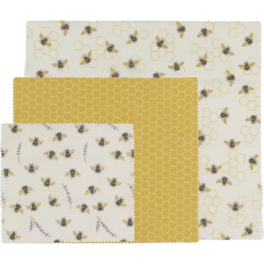 Beeswax Wrap - Bees and Honeycomb - Set of 3 - Ecologie