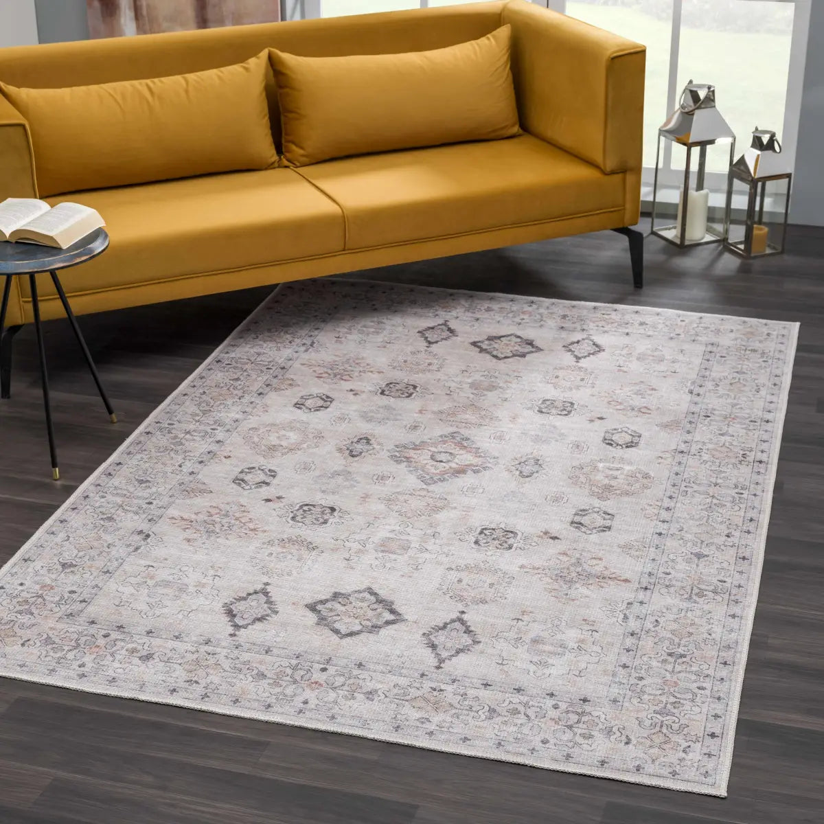Beige Beckett Vintage Washable Area Rug - Boutique Rugs