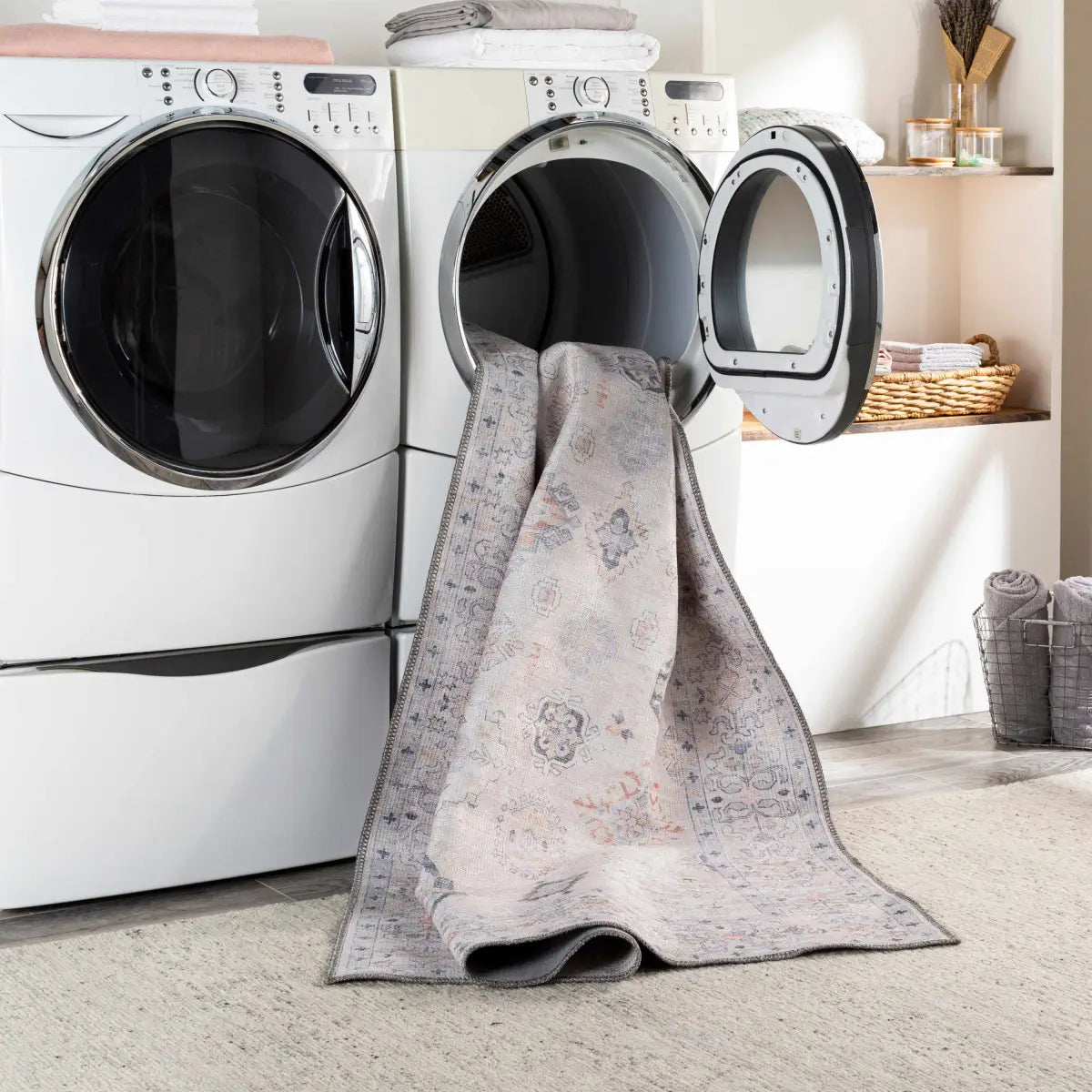 Beige Beckett Vintage Washable Area Rug - Boutique Rugs