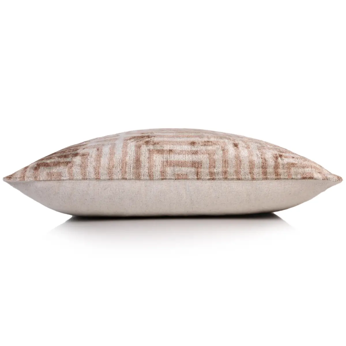 Beige Geometric Silk Velvet Pillow 16x24 Handmade Luxury Cushion - Canvello