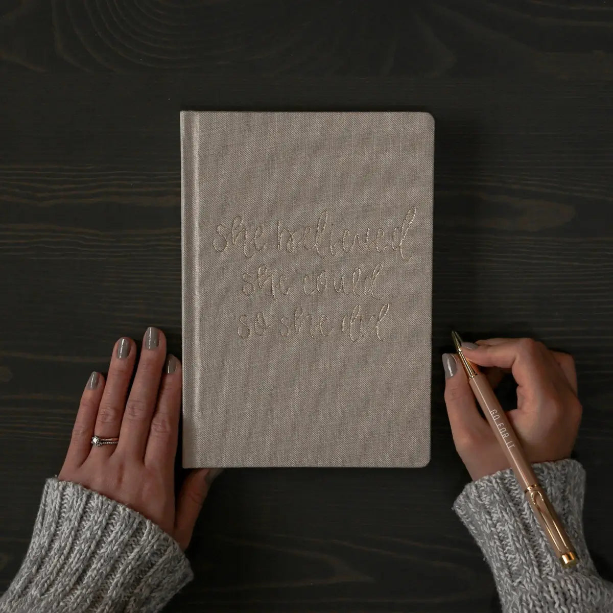 She Believed She Could Fabric Journal - Sweet Water Decor