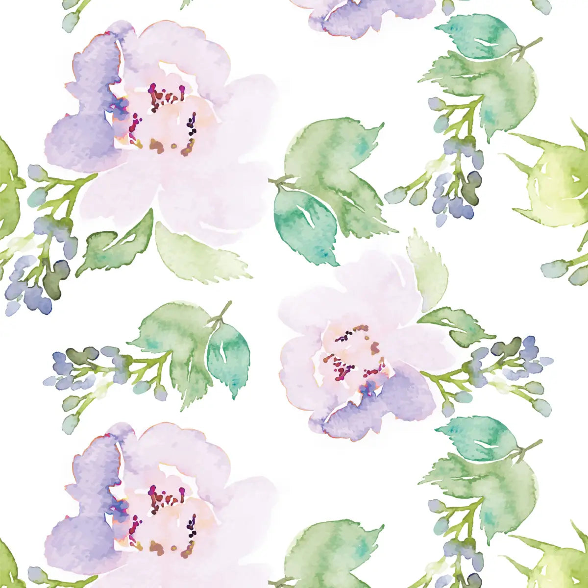 Bella Wallpaper - Pink and Purple Watercolor Flowers - Large Scale - Sample 1 foot by 1 foot - Loomwell Home Goods
