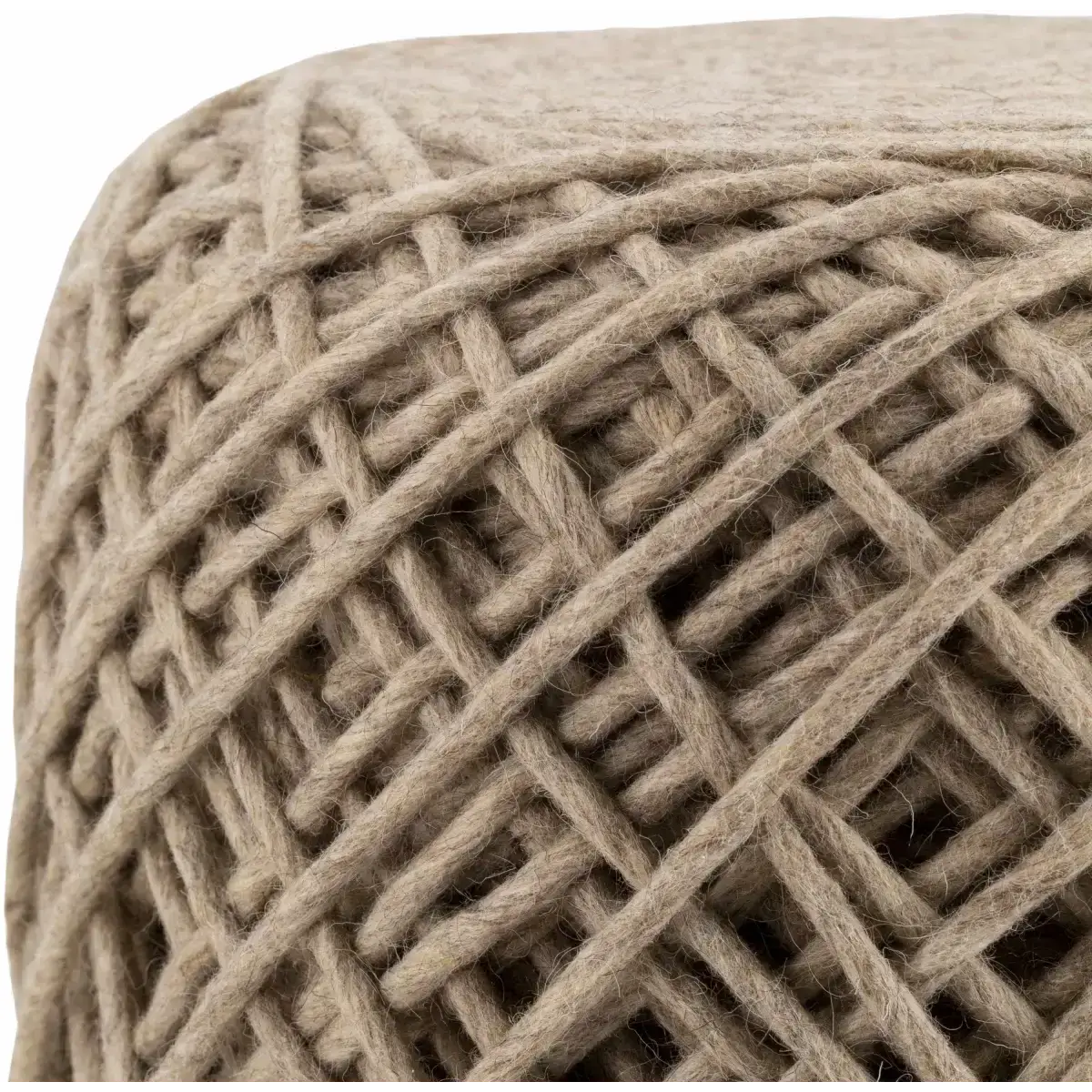 Bellingen Gray Handwoven Textured Pouf - 16’’ x 16’’ x 18’’ Cylinder - Boutique Rugs