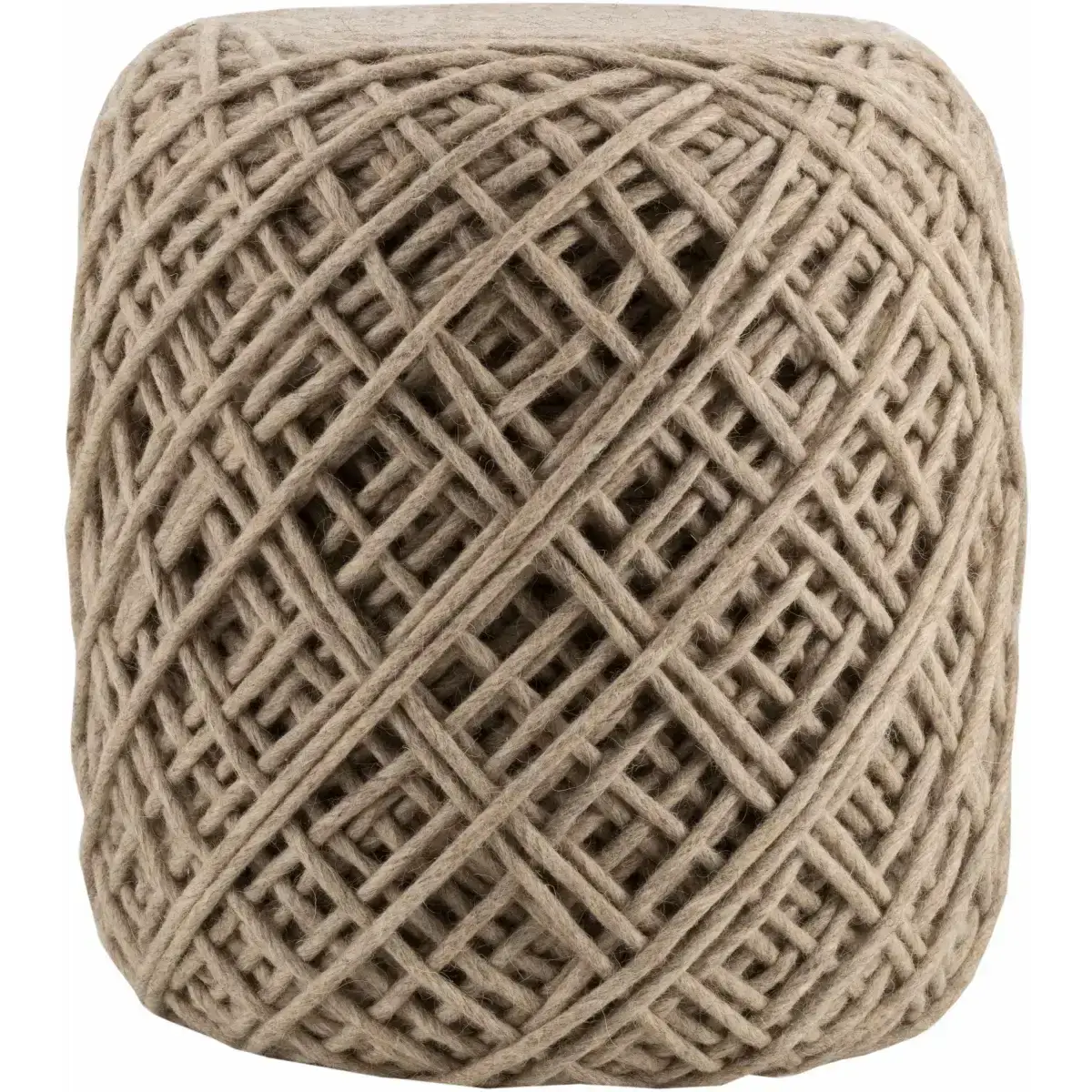 Bellingen Gray Handwoven Textured Pouf - 16’’ x 16’’ x 18’’ Cylinder - Boutique Rugs