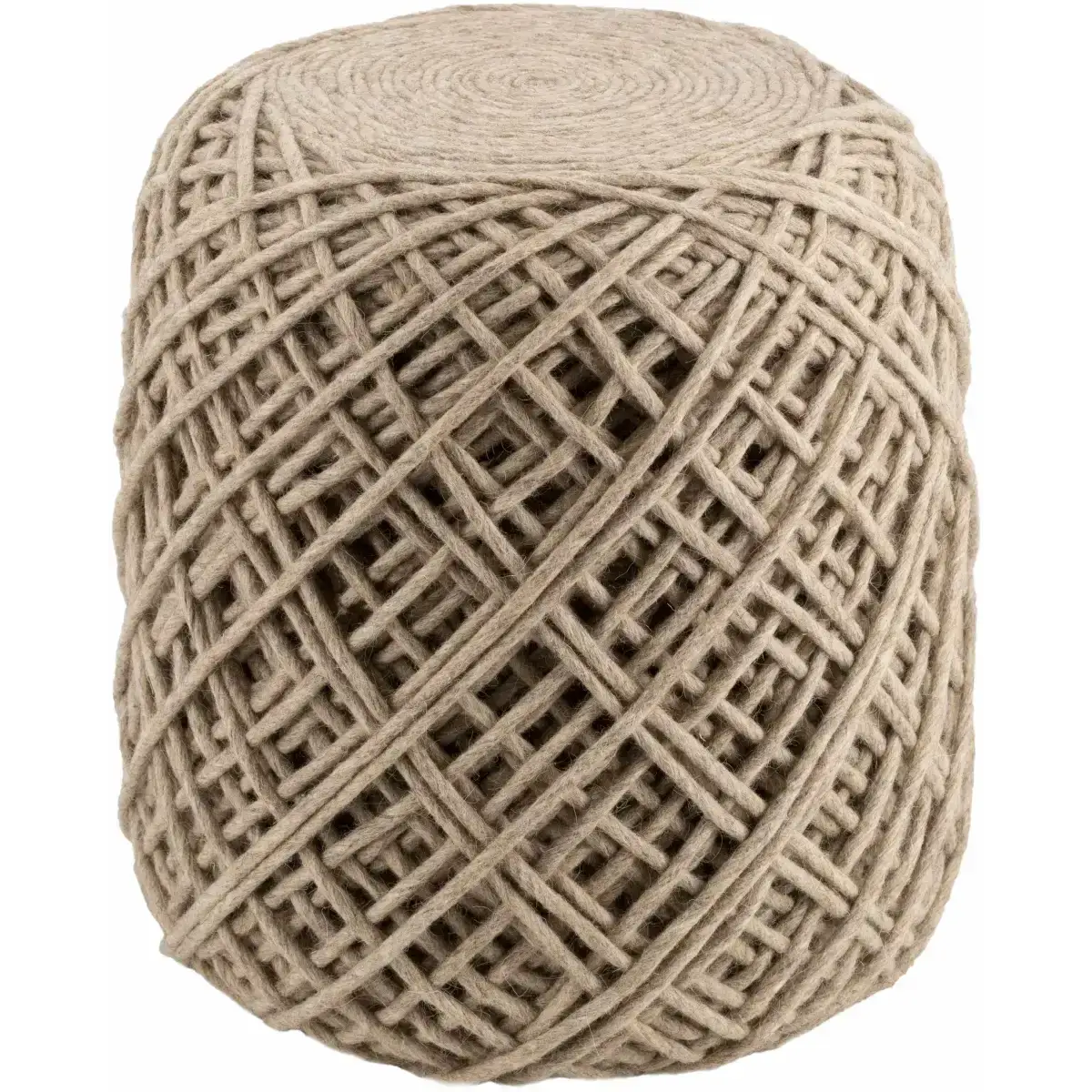 Bellingen Gray Handwoven Textured Pouf - 16’’ x 16’’ x 18’’ Cylinder - Boutique Rugs