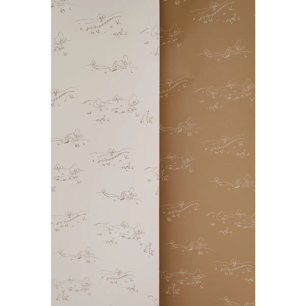 Bennet Wallpaper - Simple House and Deer - by Of Lilies and Fields - Loomwell Home Goods