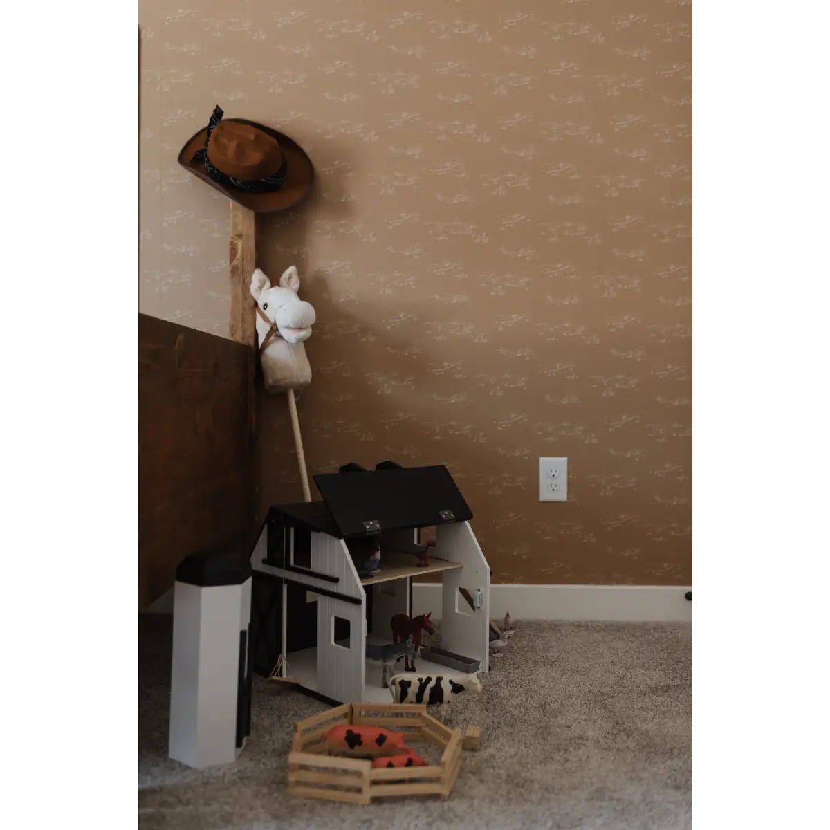 Bennet Wallpaper - Simple House and Deer - by Of Lilies and Fields - Loomwell Home Goods