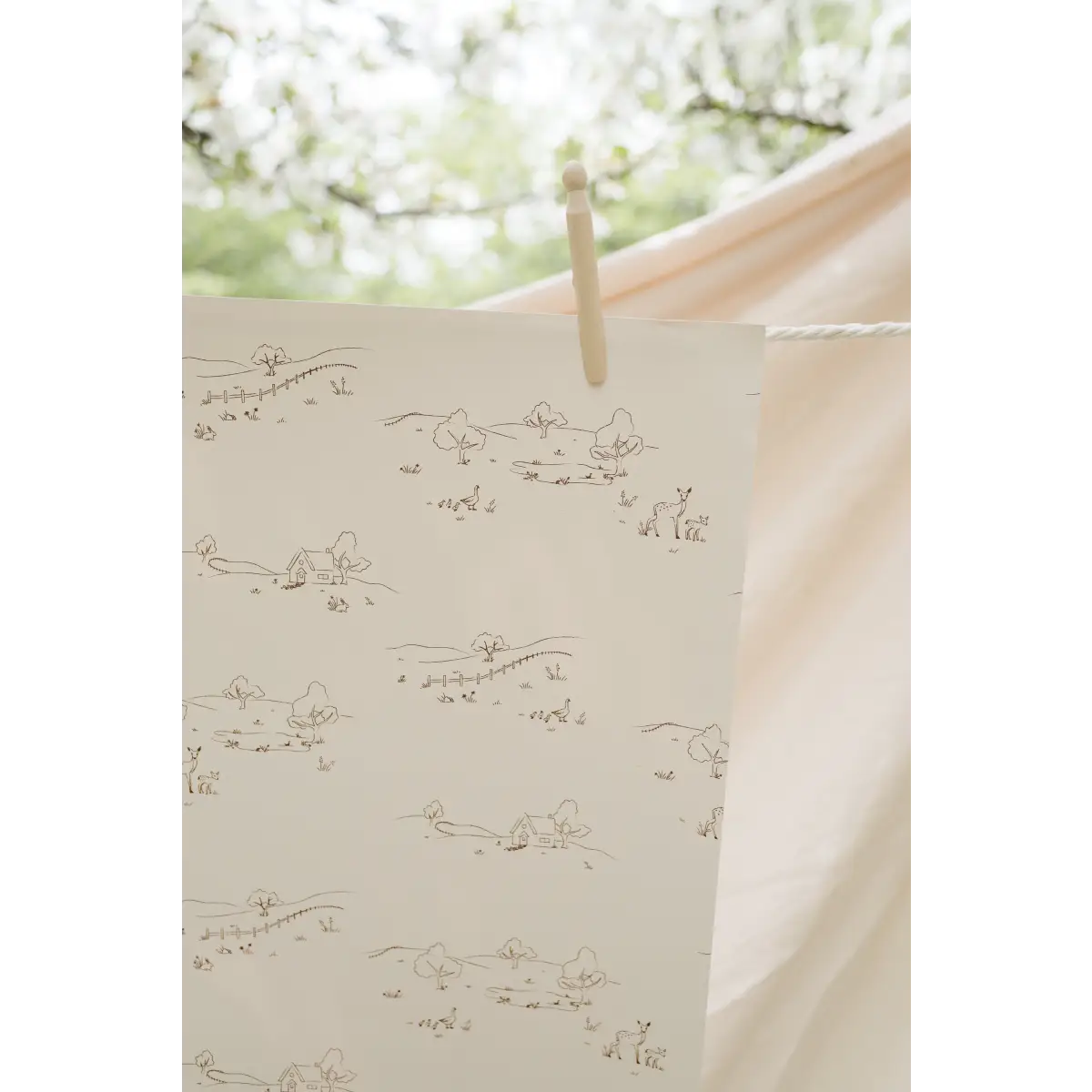 Bennet Wallpaper - Simple House and Deer - by Of Lilies and Fields - Loomwell Home Goods